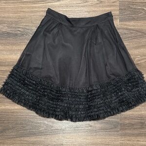 Chic Black Ruffle A-Line Skirt